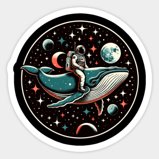 Astronaut riding a whale in outer space Sticker